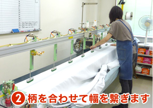 2.柄を合わせて幅を繋ぎます